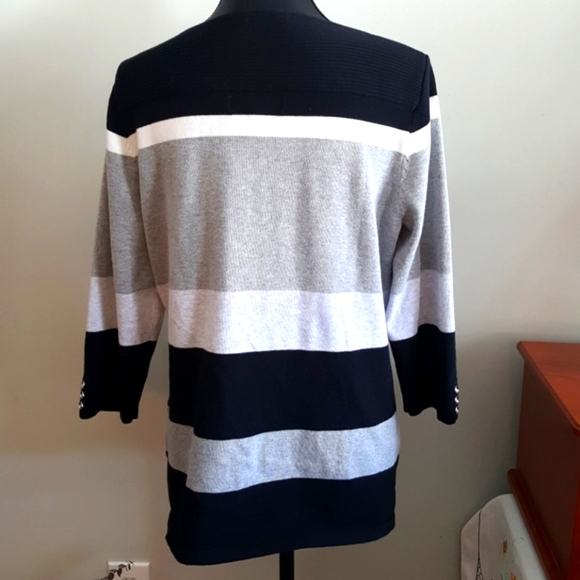 3/$30💥 Cotton Knit Tunic Striped Sweater (L) Karen Scott - Picture 2 of 8